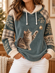 Women's Winter Season Animal Art Printed Flannel Hoodie