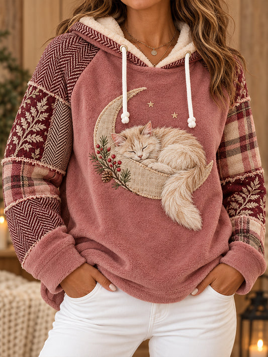 Women's Winter Season Animal Art Printed Flannel Hoodie