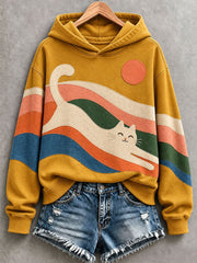 Women's Cute Cat Patchwork Art Hoodie