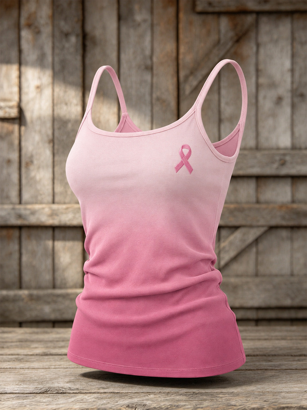 Women's Pink Charity Ribbon Pattern Gradient Design Casual  Vest