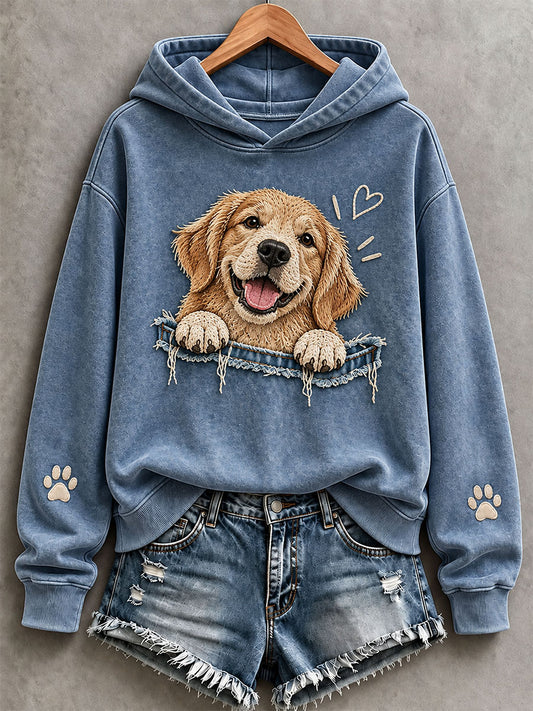 Women's Cute Golden Retriever Hoodie