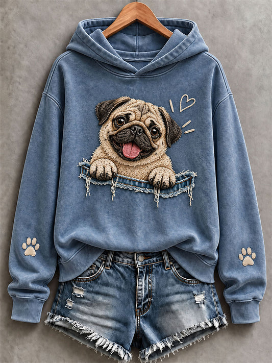 Women's Cute Pug Hoodie
