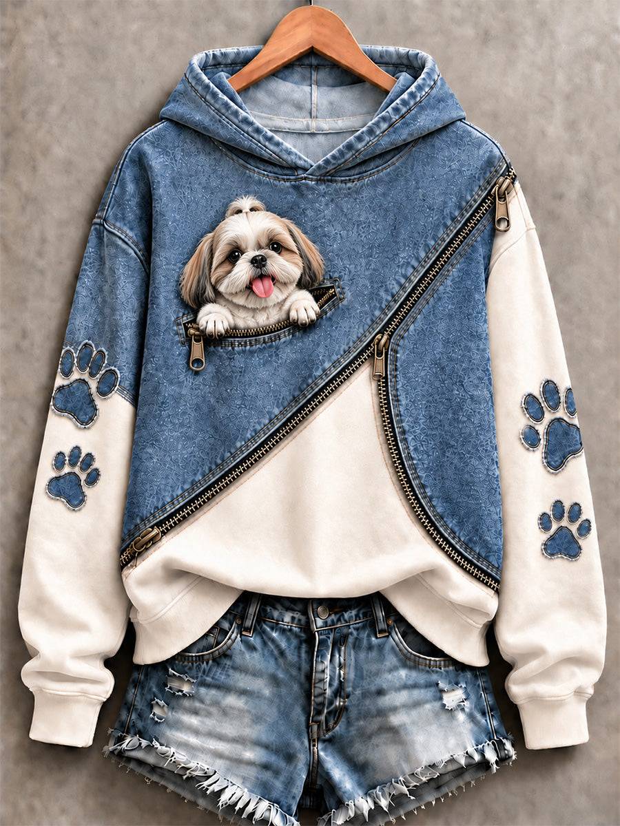 Women's Cute Dog Print Sweatshirt
