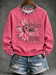 Women’s Breast Cancer Awareness Print Casual Sweatshirt