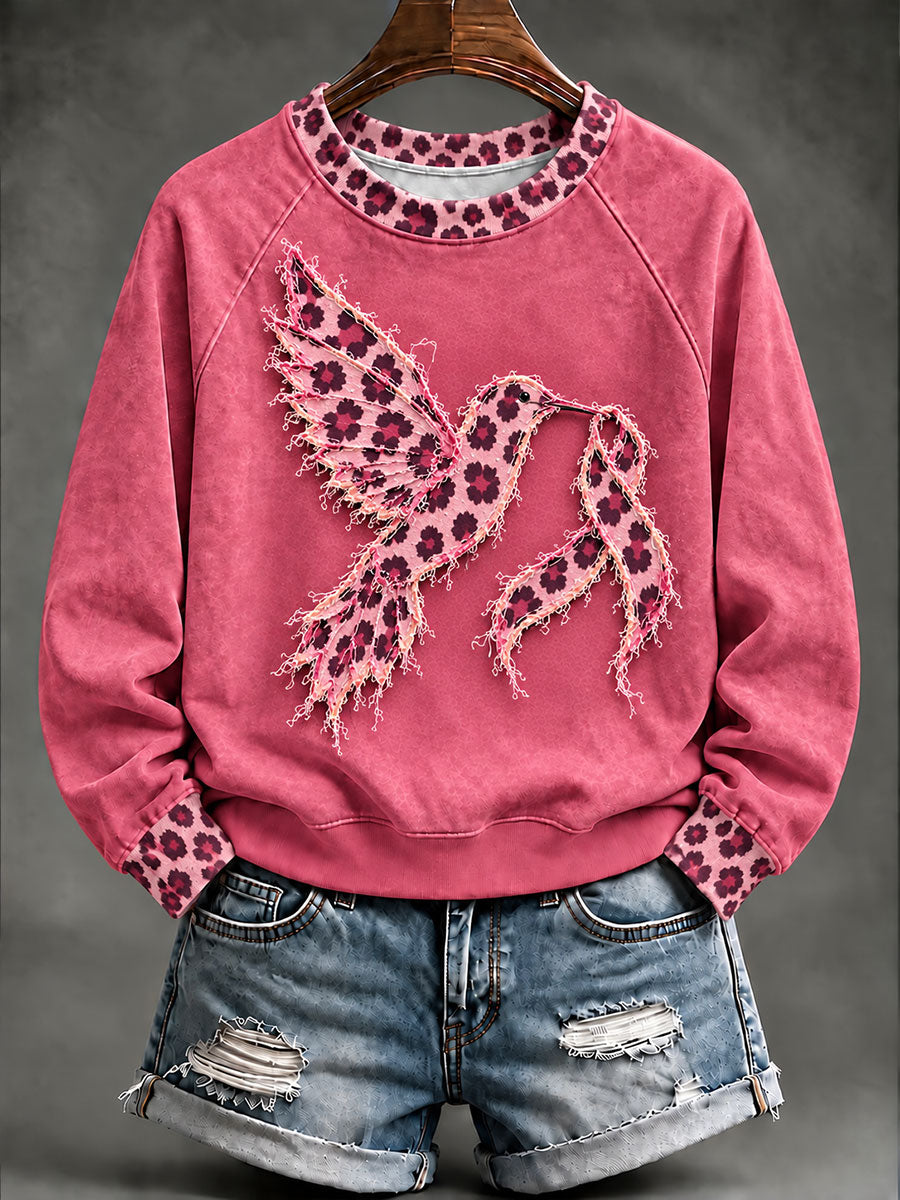 Women’s Breast Cancer Awareness Print Casual Sweatshirt