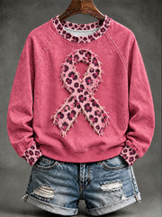 Women’s Breast Cancer Awareness Print Casual Sweatshirt