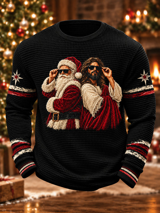 Men's Christmas Printed Waffle Top