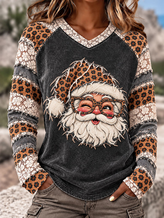 Women's Santa Claus V-neck T-shirts