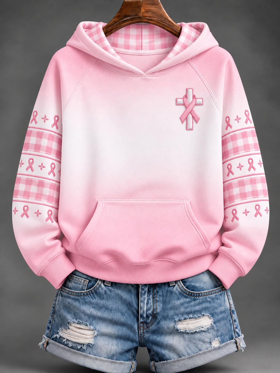 Lady's Breast Cancer Hooded Sweatshirt