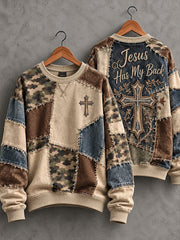 Women’s Cross Patchwork Print Casual Sweatshirt