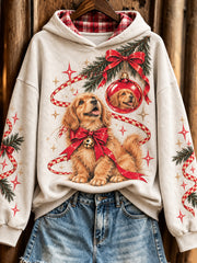 Women's Christmas Golden Retriever pattern casual hoodie