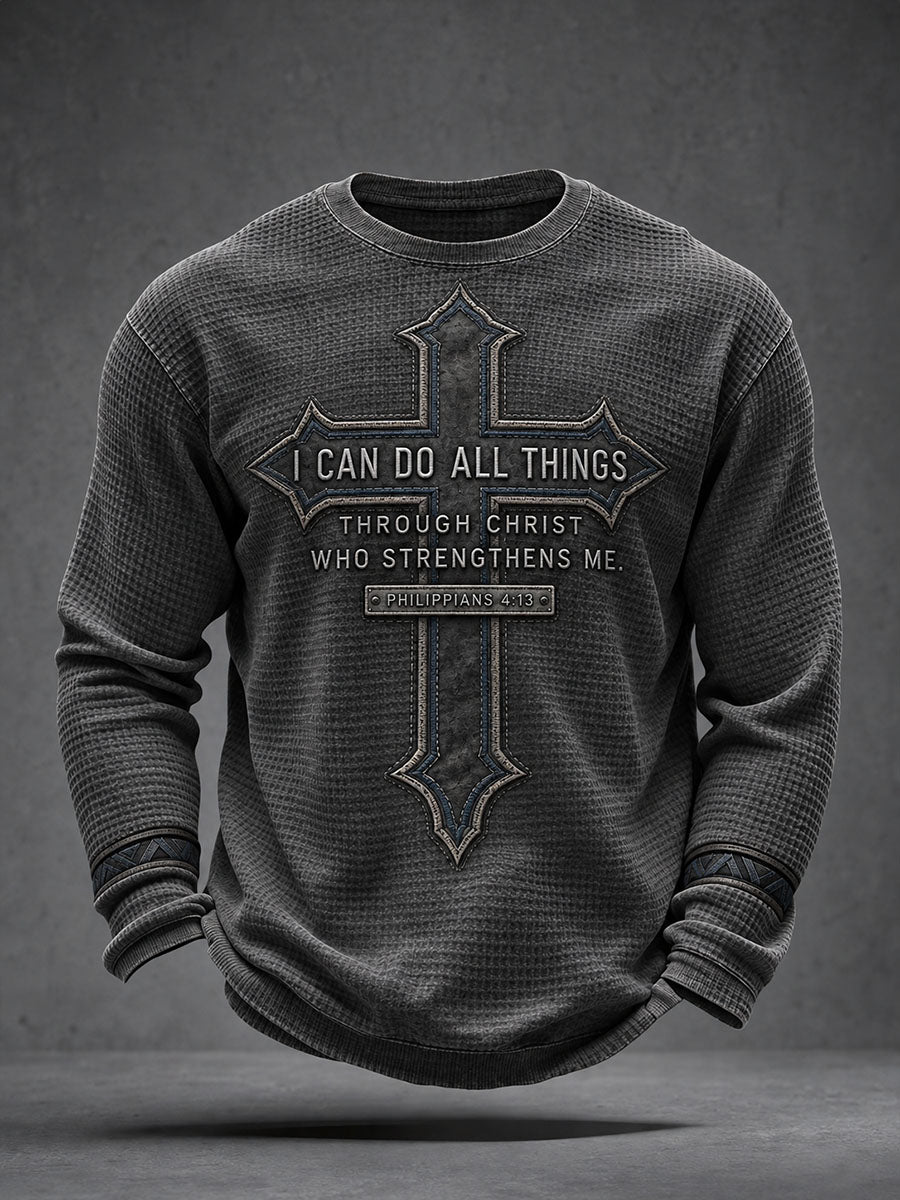 Men’s I Can Do All Things Through Christ Who Strengthens Me Waffle T-Shirt