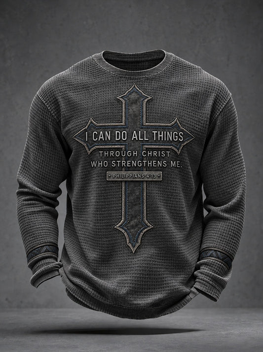 Men’s I Can Do All Things Through Christ Who Strengthens Me Waffle T-Shirt