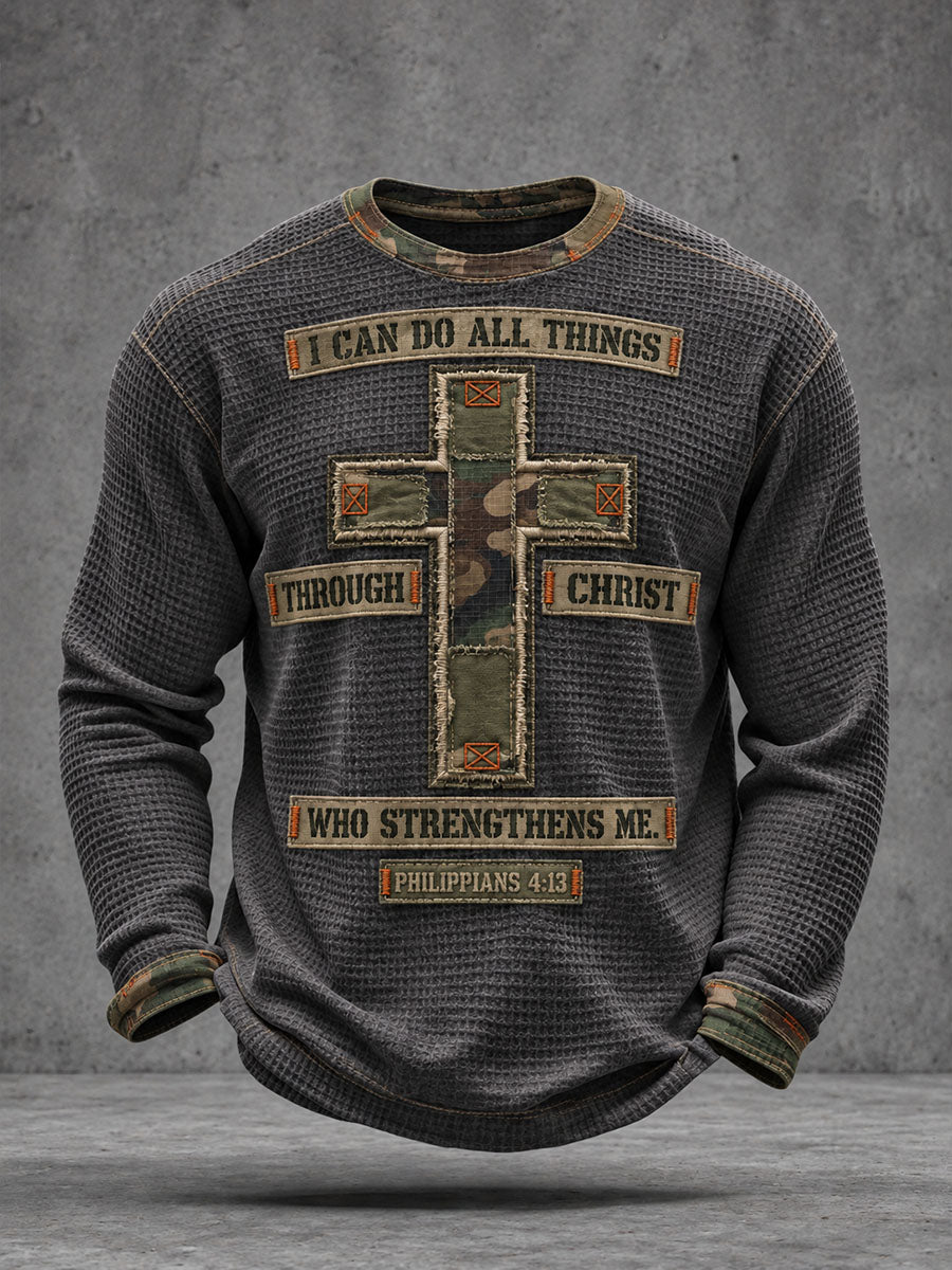 Men’s I Can Do All Things Through Christ Who Strengthens Me Waffle T-Shirt