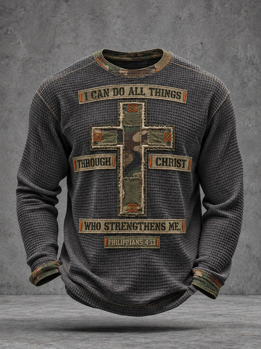 Men’s I Can Do All Things Through Christ Who Strengthens Me Waffle T-Shirt