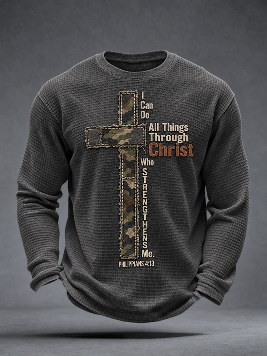 Men’s I Can Do All Things Through Christ Who Strengthens Me Waffle T-Shirt