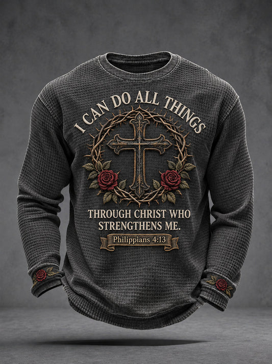 Men’s I Can Do All Things Through Christ Who Strengthens Me Waffle T-Shirt
