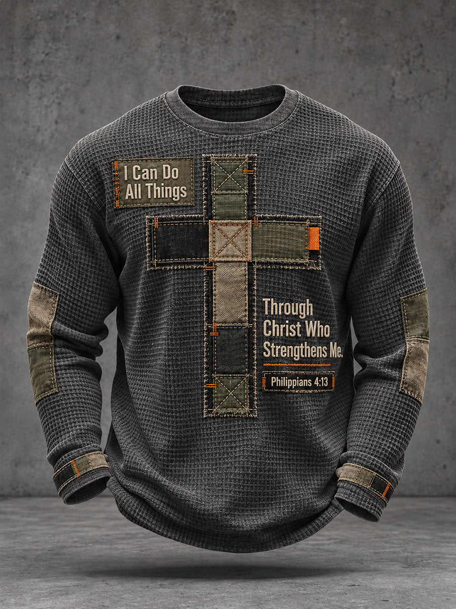 Men’s I Can Do All Things Through Christ Who Strengthens Me Waffle T-Shirt