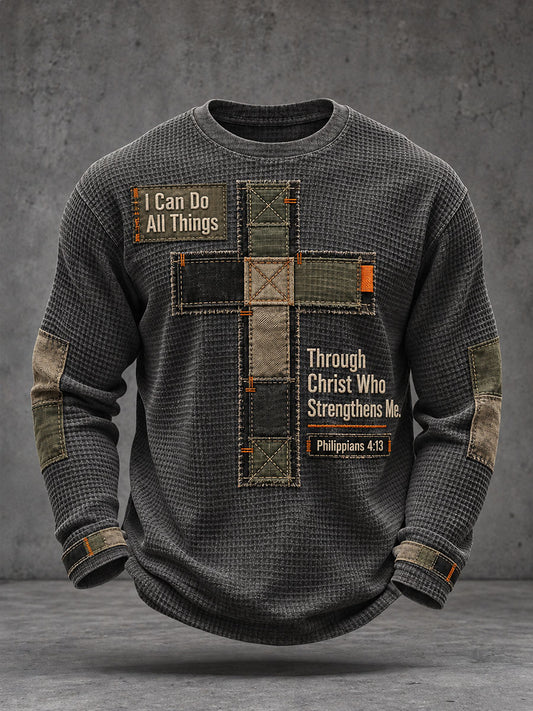 Men’s I Can Do All Things Through Christ Who Strengthens Me Waffle T-Shirt