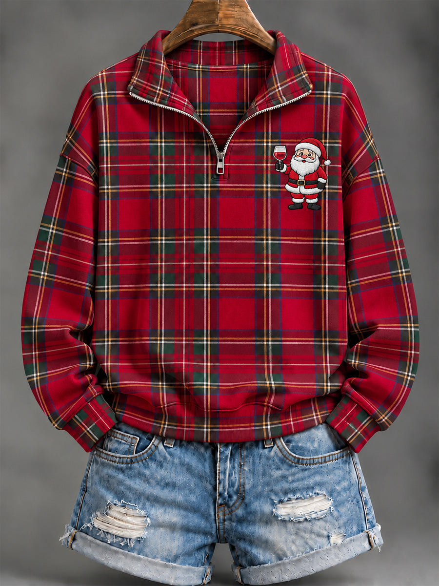Women's Christmas Plaid Print Hoodie