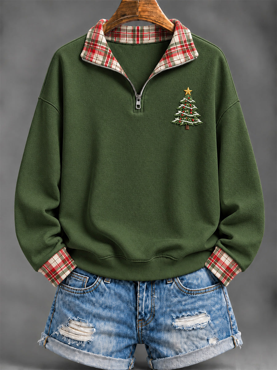 Women's Christmas Plaid Print Hoodie