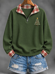 Women's Christmas Plaid Print Hoodie