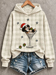Women’s "Bernese Mountain Dog & Martini" Christmas Fun Print Casual Sweatshirt