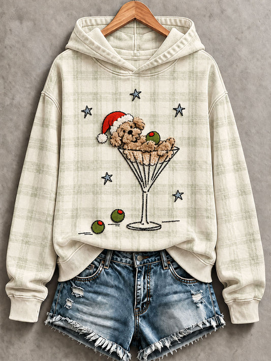 Women’s "Poodle & Martini" Christmas Fun Print Casual Sweatshirt