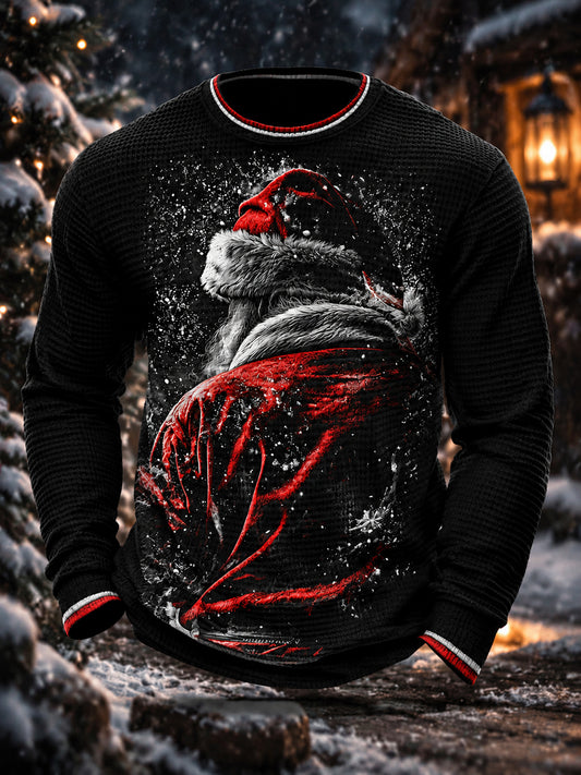 Men's Christmas Printed Waffle Top