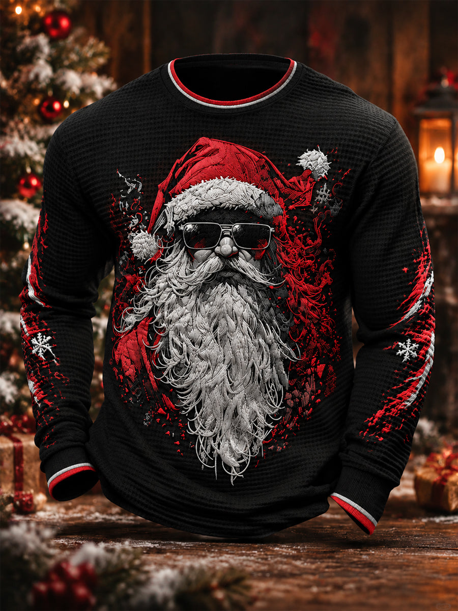 Men's Christmas Printed Waffle Top