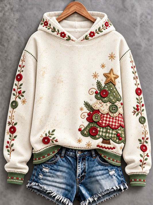 Women's Patchwork Christmas Tree Printed Regular Sweatshirt