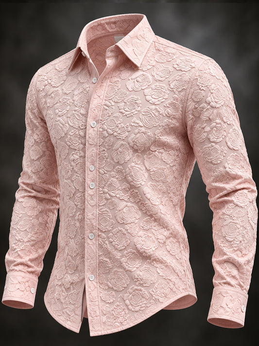 Men's Pink Art Print Long Sleeve Shirt