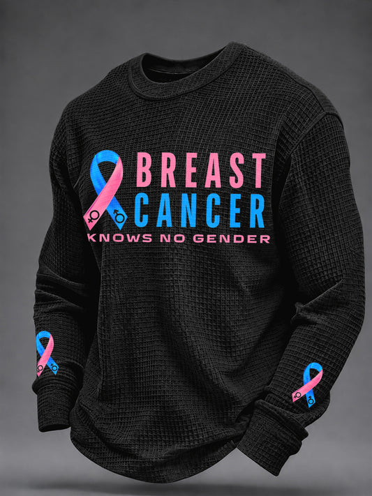 Men's Breast Cancer Awareness Men Fight Pink Too Waffle Sweatshirt
