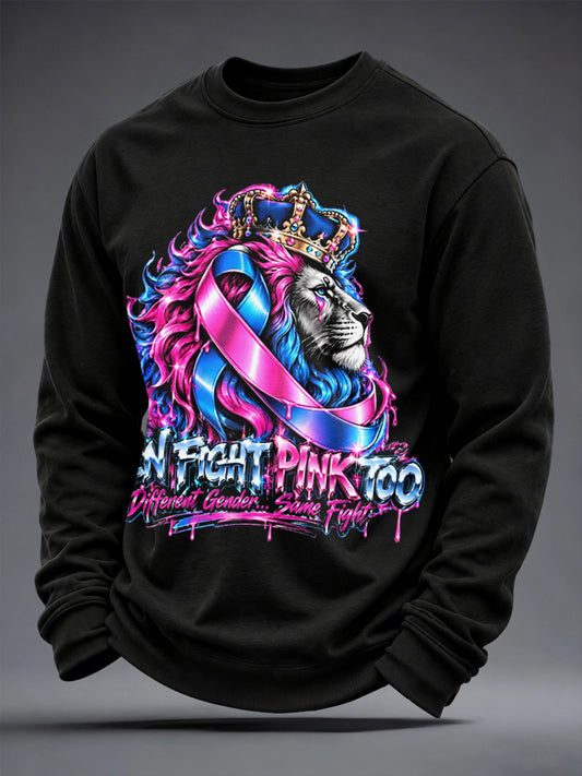 Men's Breast Cancer Awareness Men Fight Pink Too CrewNeck Sweatshirt