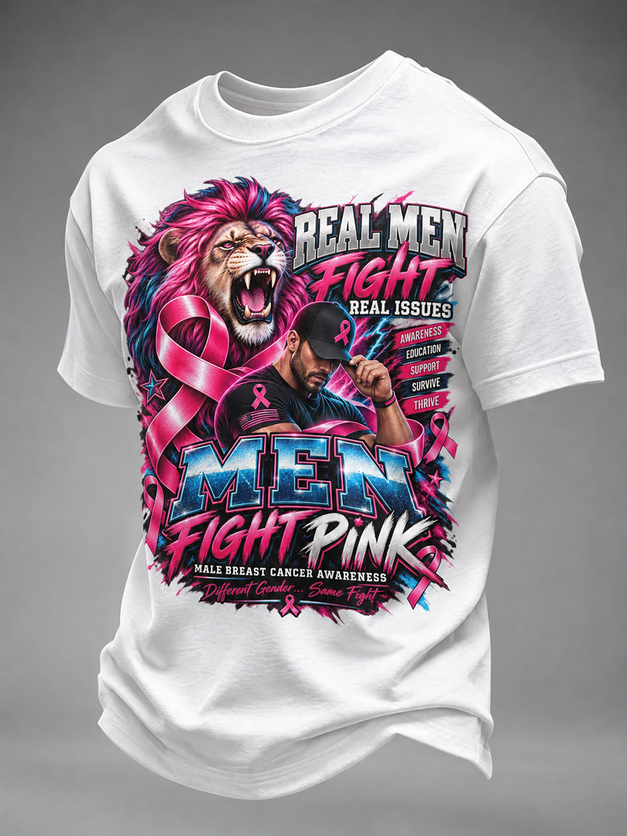 Men's Breast Cancer Awareness Men Fight Pink Too T-shirt