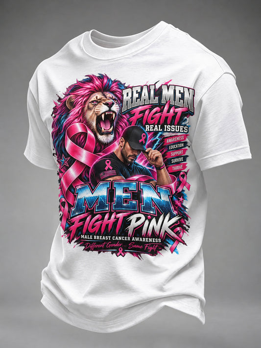 Men's Breast Cancer Awareness Men Fight Pink Too T-shirt
